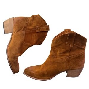 Benheart Italy Suede Western‎ Cowboy Ankle Boots Brown Size 39 US 8.5 Vibram